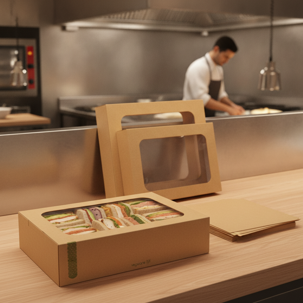 Paperboard Compostable Sandwich Platters for Catering Events (Pack of 50)