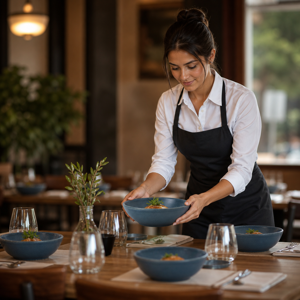 Shallow Bowls Deep Blue Vitrified Porcelain for Dining Rooms (Pack of 12)