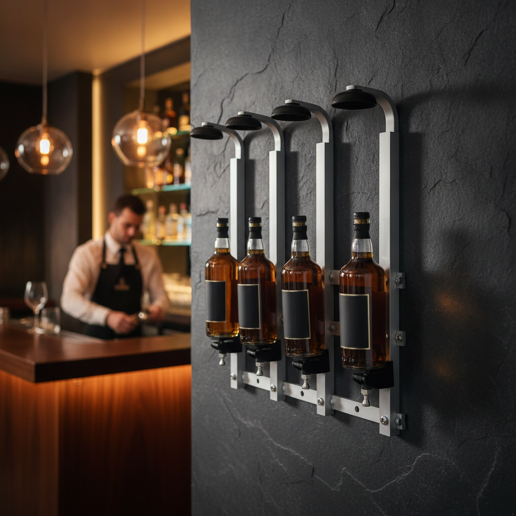 Aluminium Wall-Mounted Bottle Rack 330mm for Bars & Restaurants