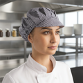 Lightweight Blue & White Check Hat for Food Service Staff