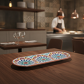 Melamine Arabesque Plate 380x155mm for Serving Mediterranean Cuisine