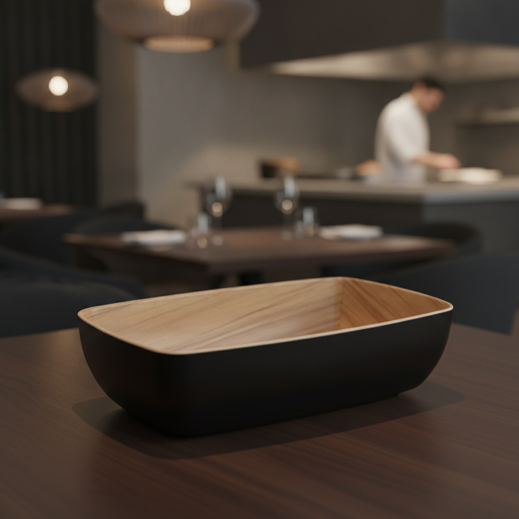 Melamine Black and Brown Bowl 265mm for Sharing Platters