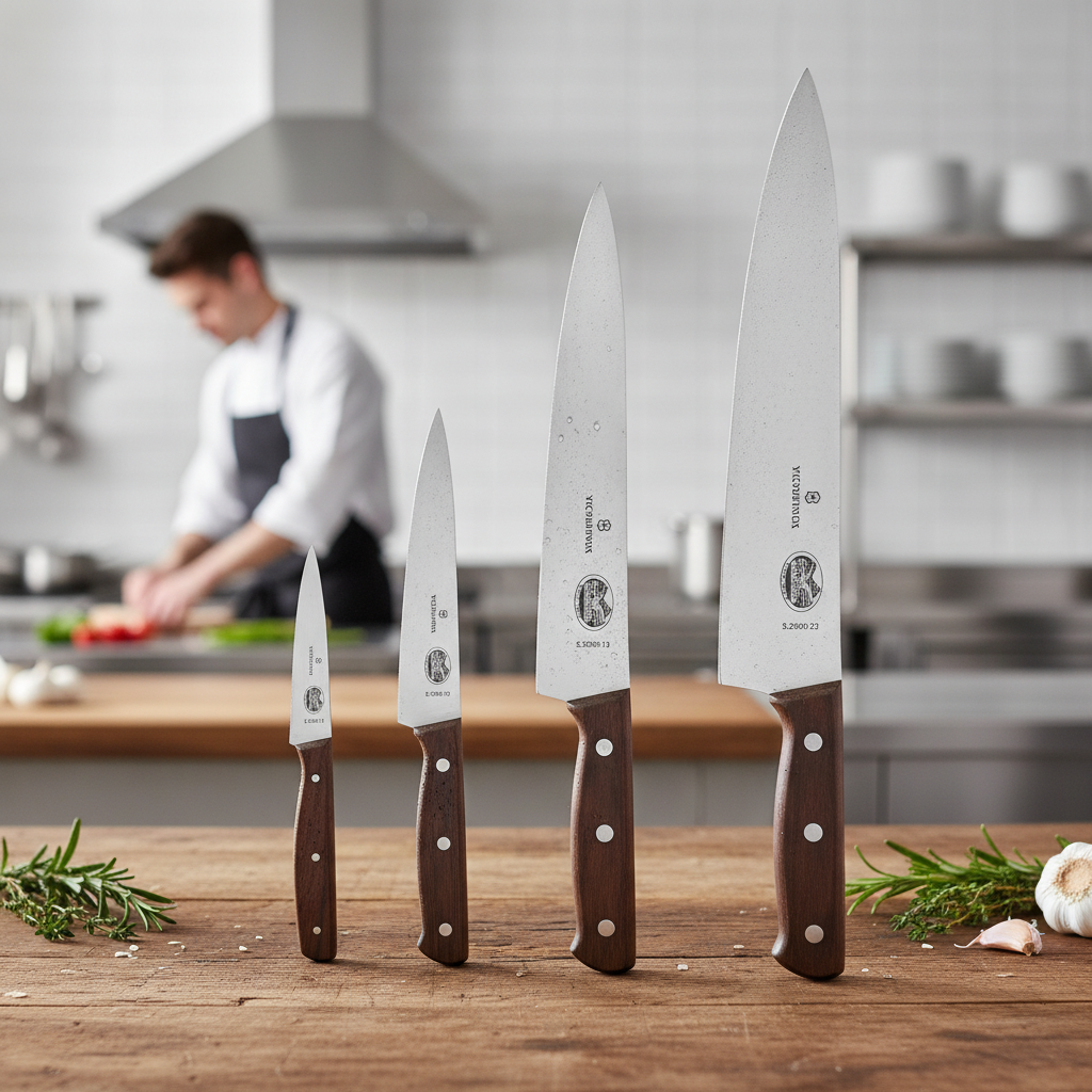 Stainless Steel Chef's Knife Set with Wooden Handles for Home Cooking