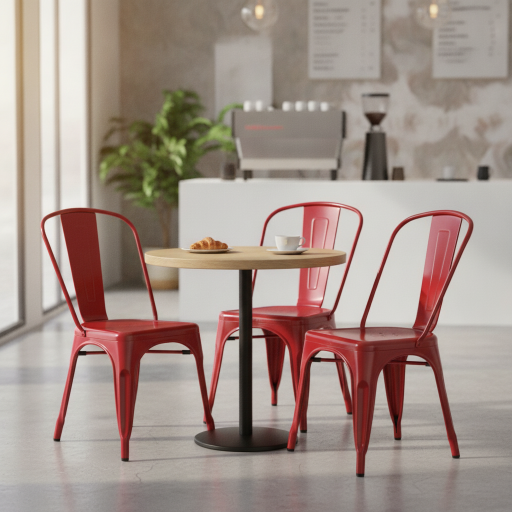Galvanised Steel Bistro Side Chair 850x425mm for Coffee Shops (Pack of 4)