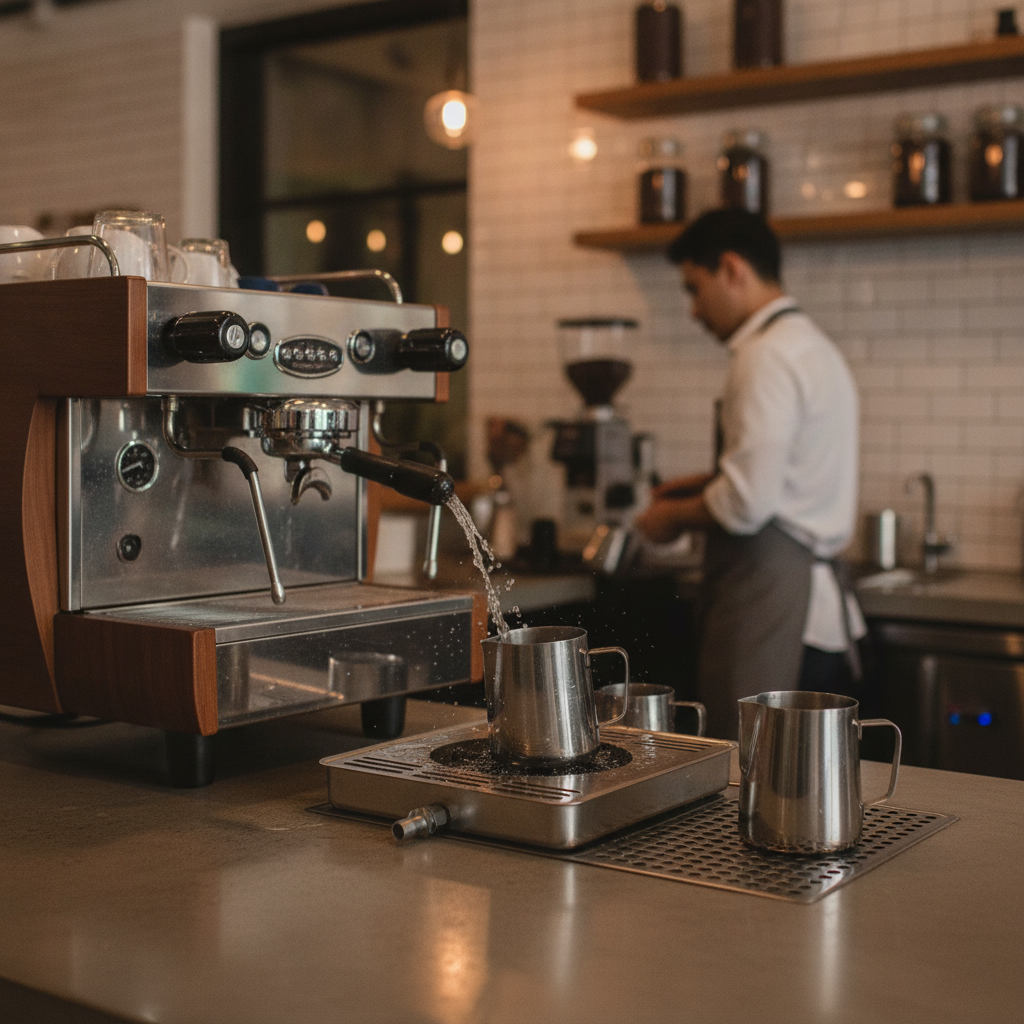 Stainless Steel Pitcher and Jug Rinser for Espresso Bars