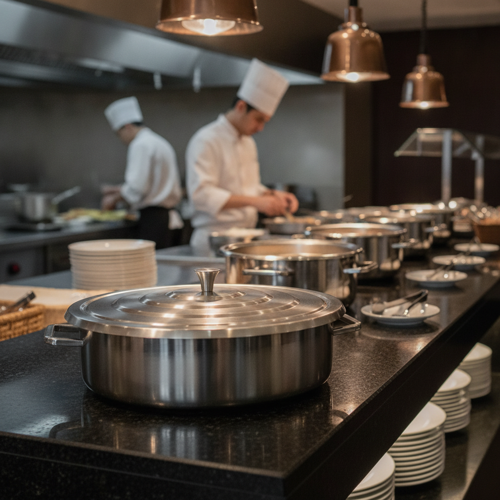 Brushed Stainless Steel Round Chafer 9.1L for Buffets