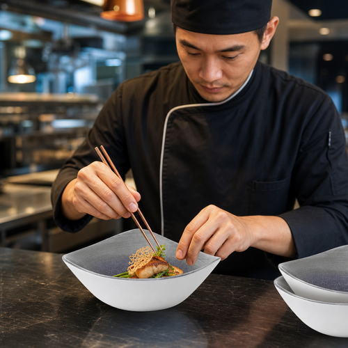 Bowls 370ml Grey Vitrified Porcelain for Restaurants (Pack of 12)