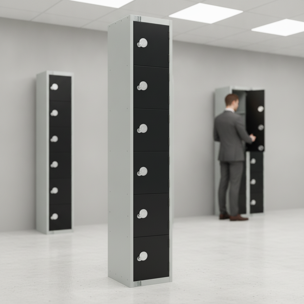 Powder Coated Steel Six Door Lockers 300mm Deep for Secure Storage