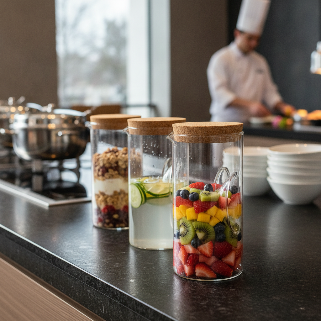 Glass Jar with Cork Lid 1.2L for Buffet Stations