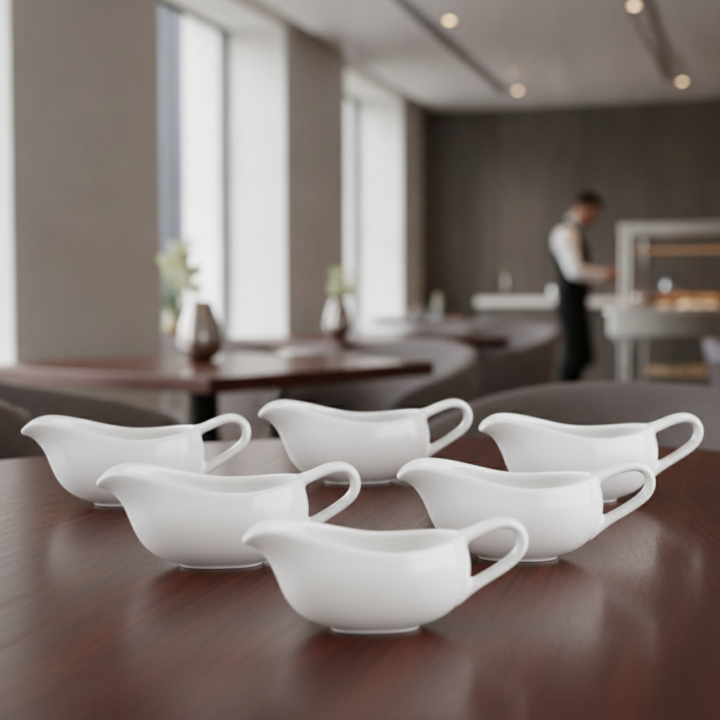 Vitrified China Mini Sauce Boats 140ml for Event Dining (Pack of 6)