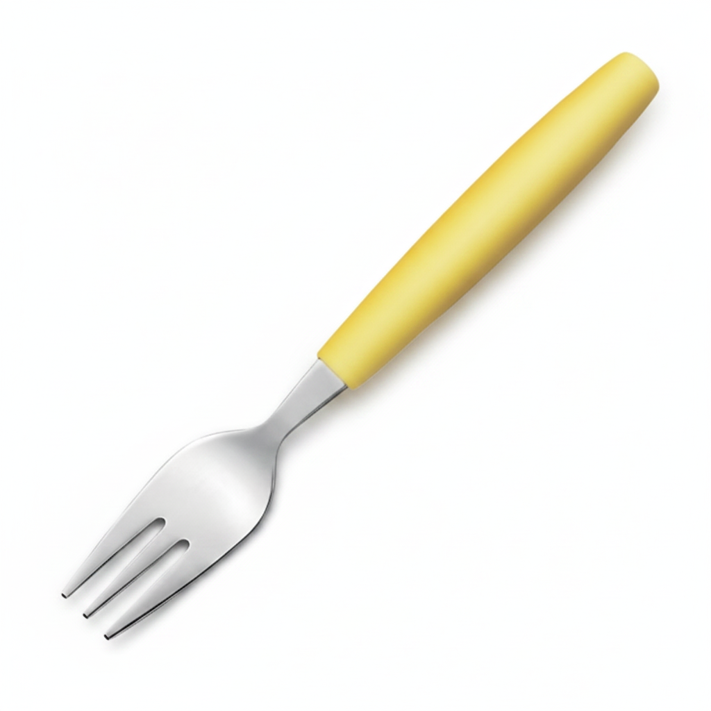 18/0 Stainless Steel Cake Forks with Yellow Handles for Canteens (Pack of 12)