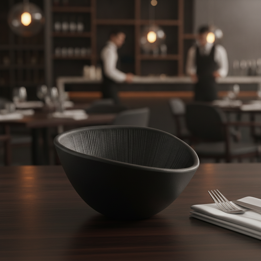 Melamine Black Bowl 300ml for Stylish Dining