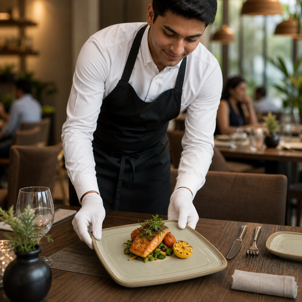 Square Plates 270x270mm Vitrified Stoneware for Hospitality (Pack of 6)