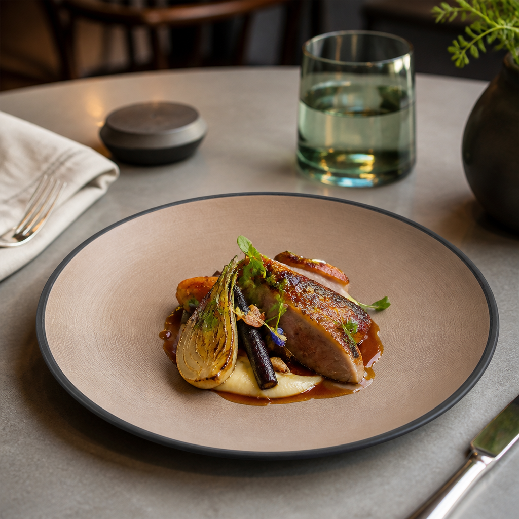 Round Plates 203mm Sandstone Melamine for Foodservice Occasions (Pack of 24)