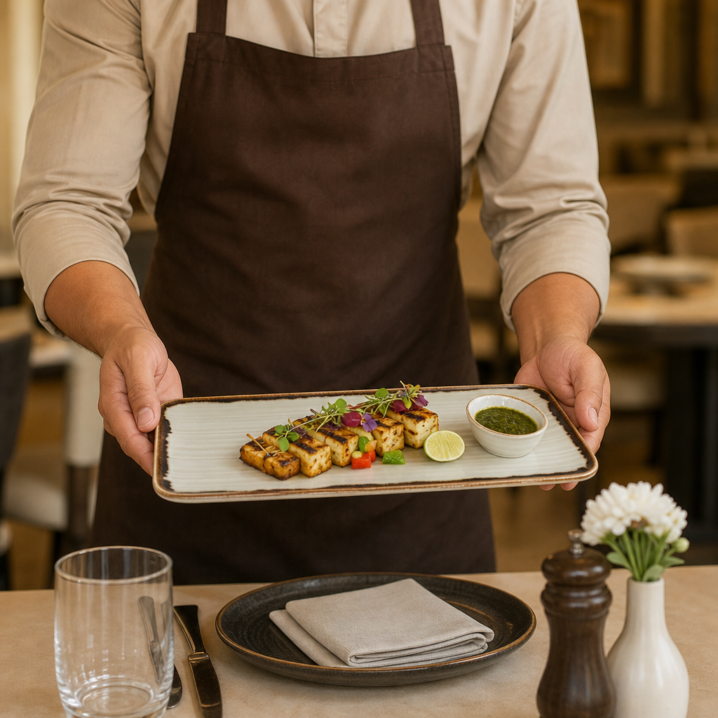 Organic Coupe Rectangle Platters Linen Vitrified Ceramic for Modern Dining (Pack of 6)