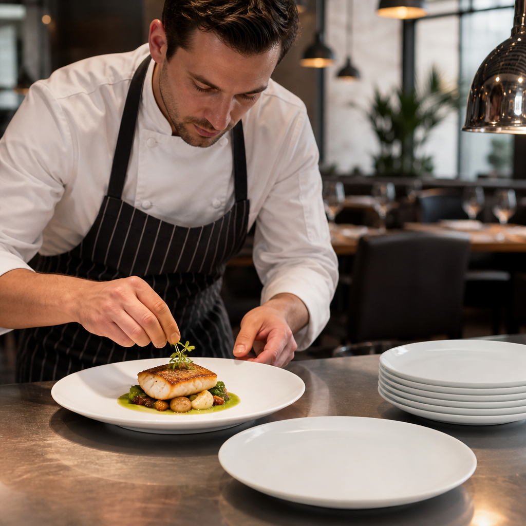 Coupe Plates 280mm White Porcelain for Restaurants (Pack of 6)
