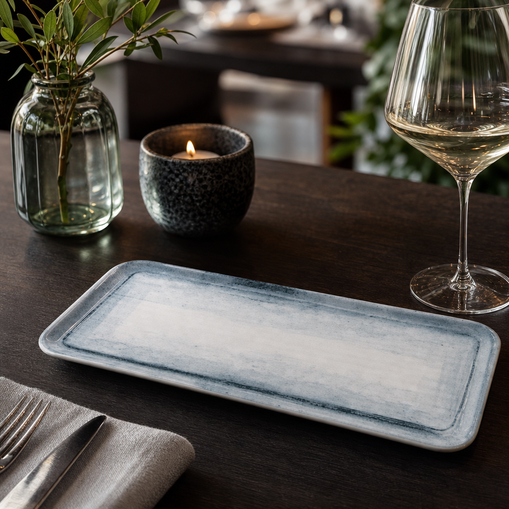 Organic Coupe Rectangular Plate 338x155mm China for Professional Use (Pack of 6)