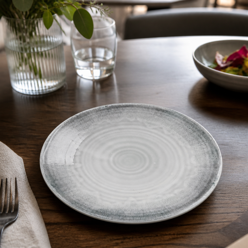 Organic Coupe Plates 164mm Grey Ceramic for Restaurants & Cafés (Pack of 12)