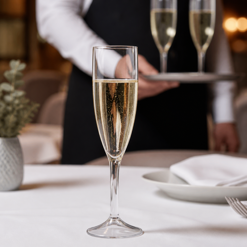 Polycarbonate Champagne Flutes 200ml for Indoor & Outdoor Use (Pack of 12)