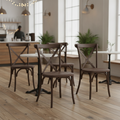Polypropylene Dark Wood Effect Cross-Back Chairs 895x492mm for Cafés & Bistros (Pack of 4)