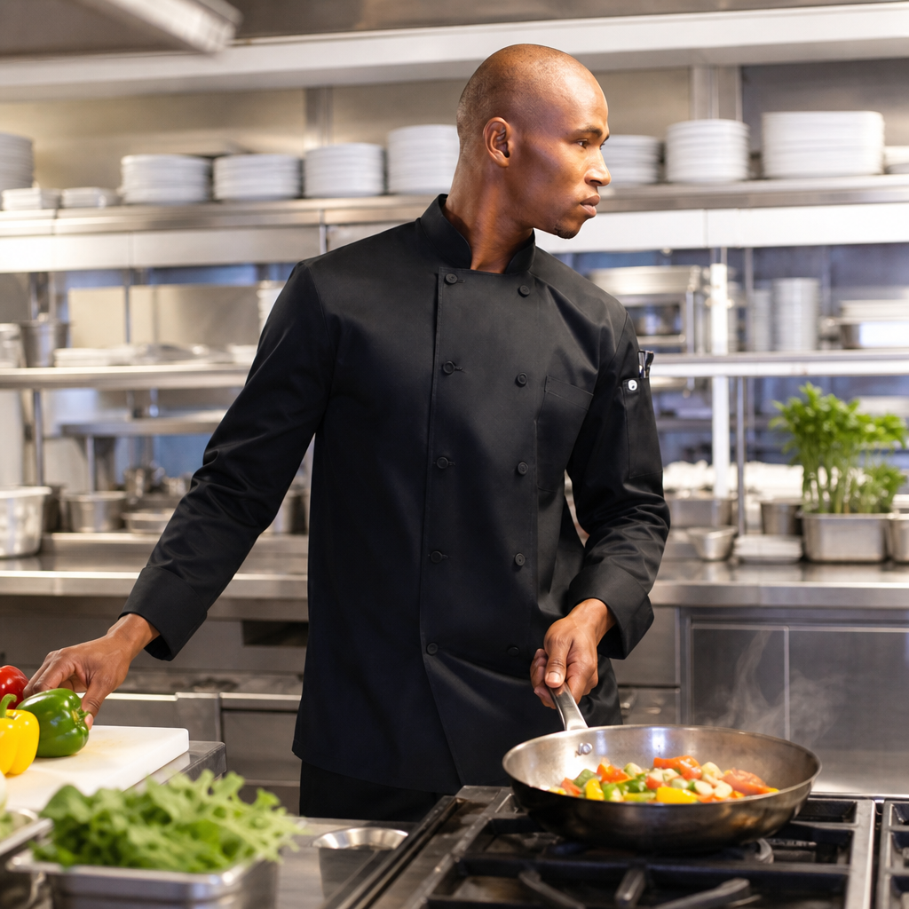 Calgary Unisex Chef Jacket in Black for Commercial Kitchens