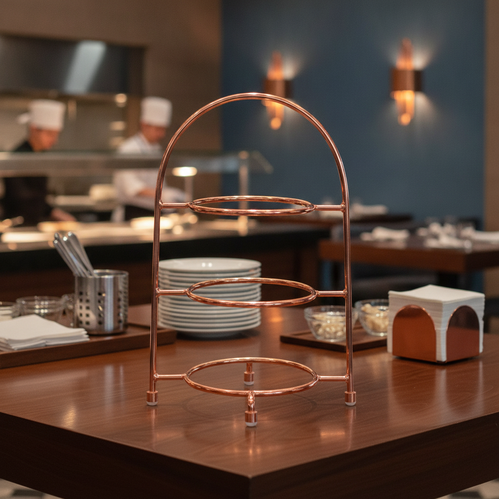 Metal Copper Serving Stand 155x185mm for 3 Plates for Buffets