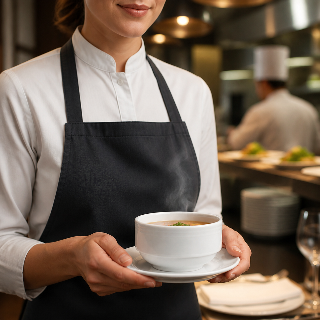 White China Stacking Soup Cups 325ml for Dining & Catering - Pack of 12