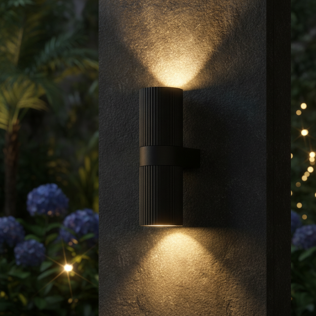Metal Black Ripple Wall Light for Entrances & Gardens