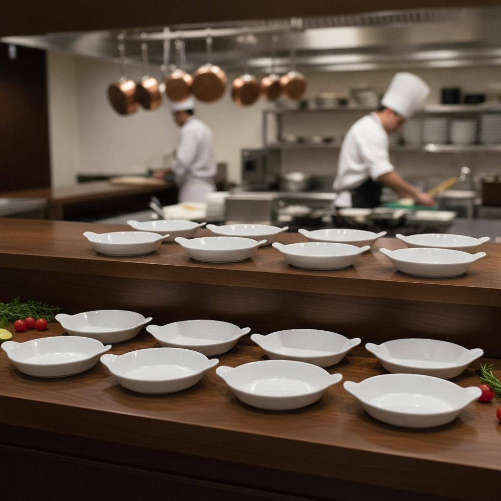 Porcelain Round Eared Dishes 160mm for Dining & Service (Pack of 12)