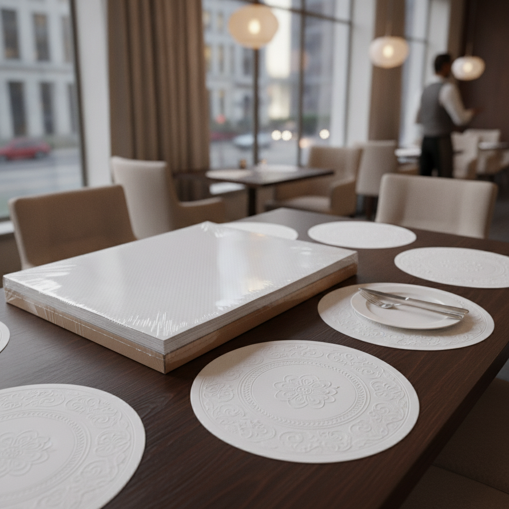 Embossed White Paper Placemats 2.47kg for Table Displays (Pack of 500)