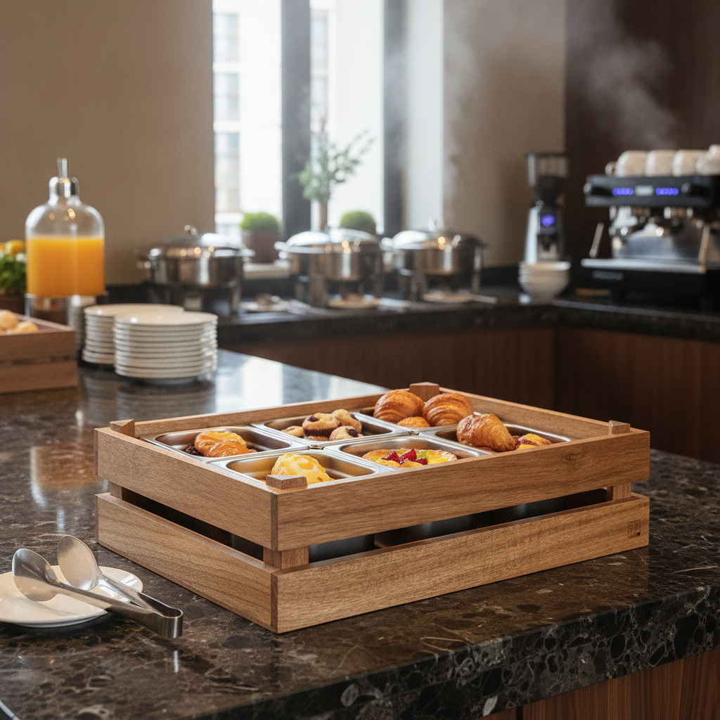 Solid Wood Buffet Crate GN1/2 for Breakfast Buffets