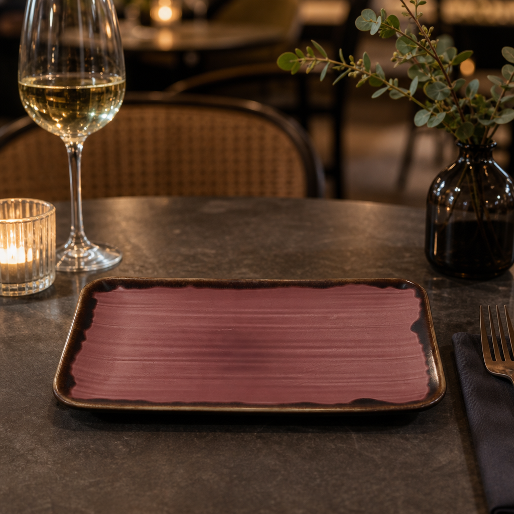 Hand Finished Rectangular Plates 270x160mm Stoneware for Dining Experiences (Pack of 12)