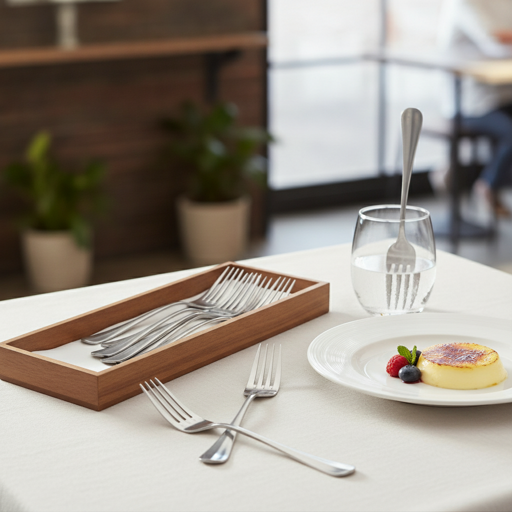 Stainless Steel Dessert Forks with Matte Finish for Elegant Dining (Pack of 12)