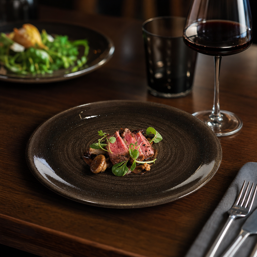 Coupe Plates Iron Black Porcelain for Artisan Cuisine (Pack of 12)