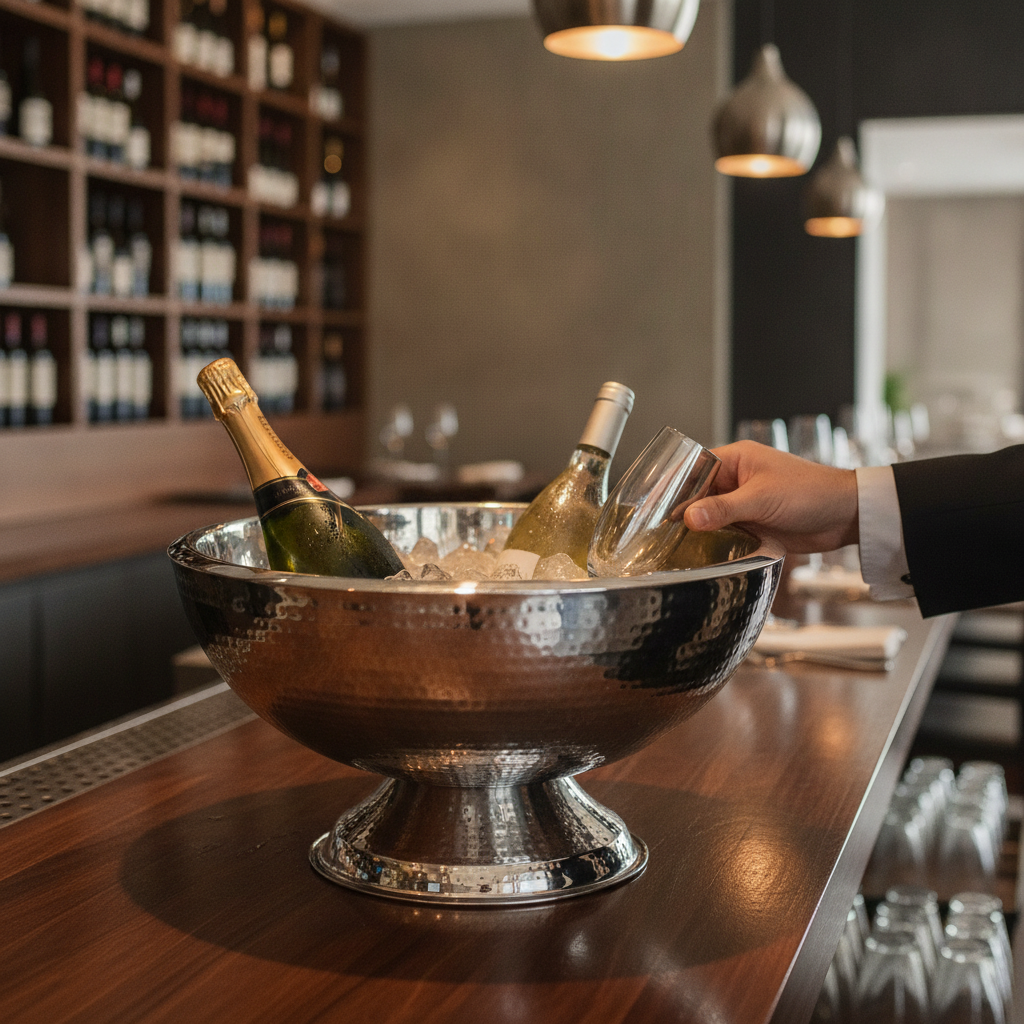 Stainless Steel Wine and Champagne Cooler 240mm for Elegant Gatherings