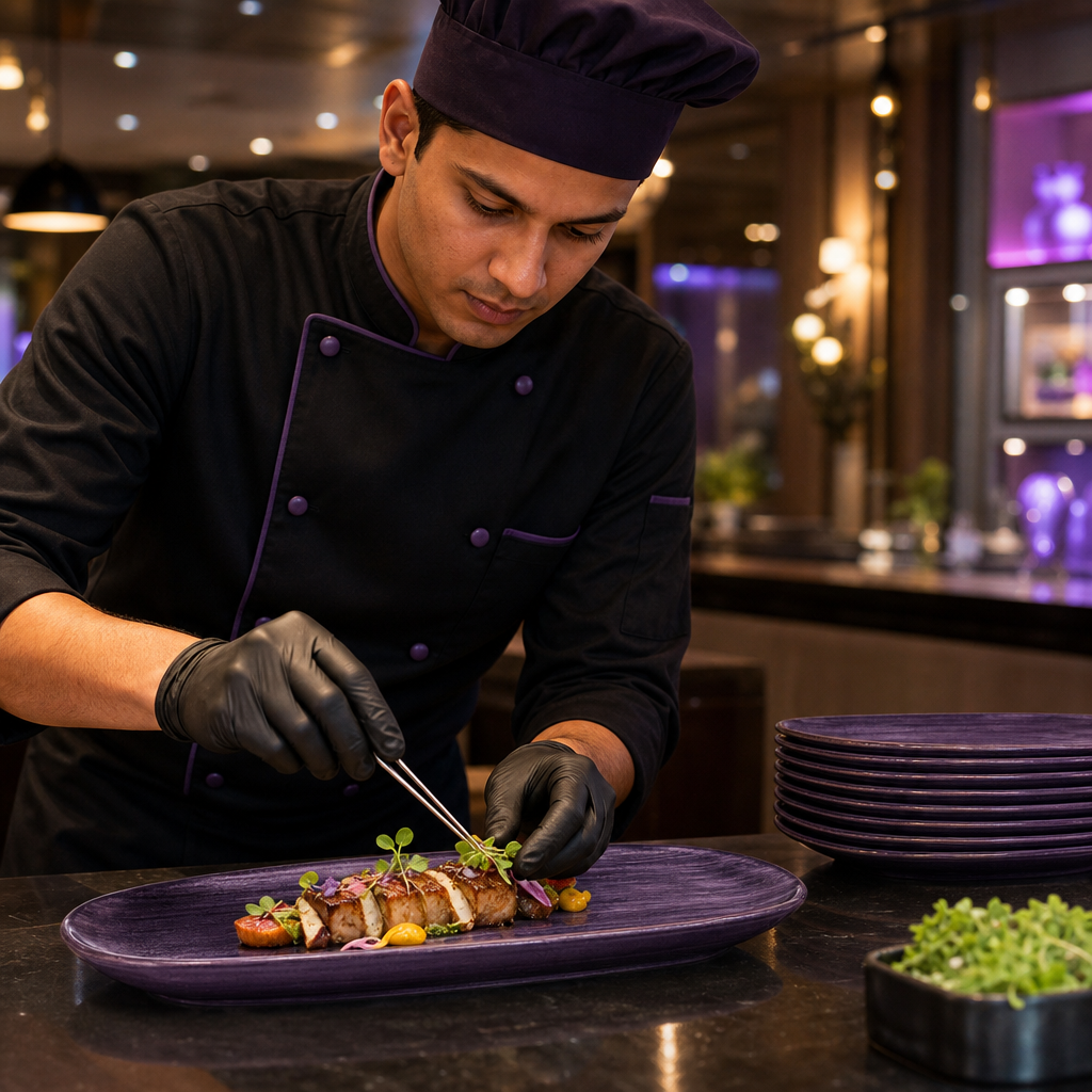 Deep Oblong Plates Purple Vitrified Ceramic for Catering (Pack of 12)