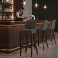 Rubber Wood Bar Chair with Shetland Smoke Upholstery 1030mm for Commercial Use