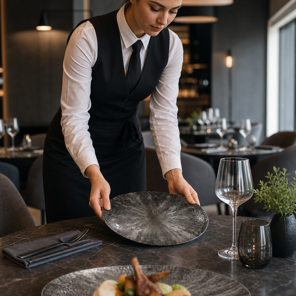 Oval Coupe Plates 317mm Black Vitrified Ceramic for Dining (Pack of 12)