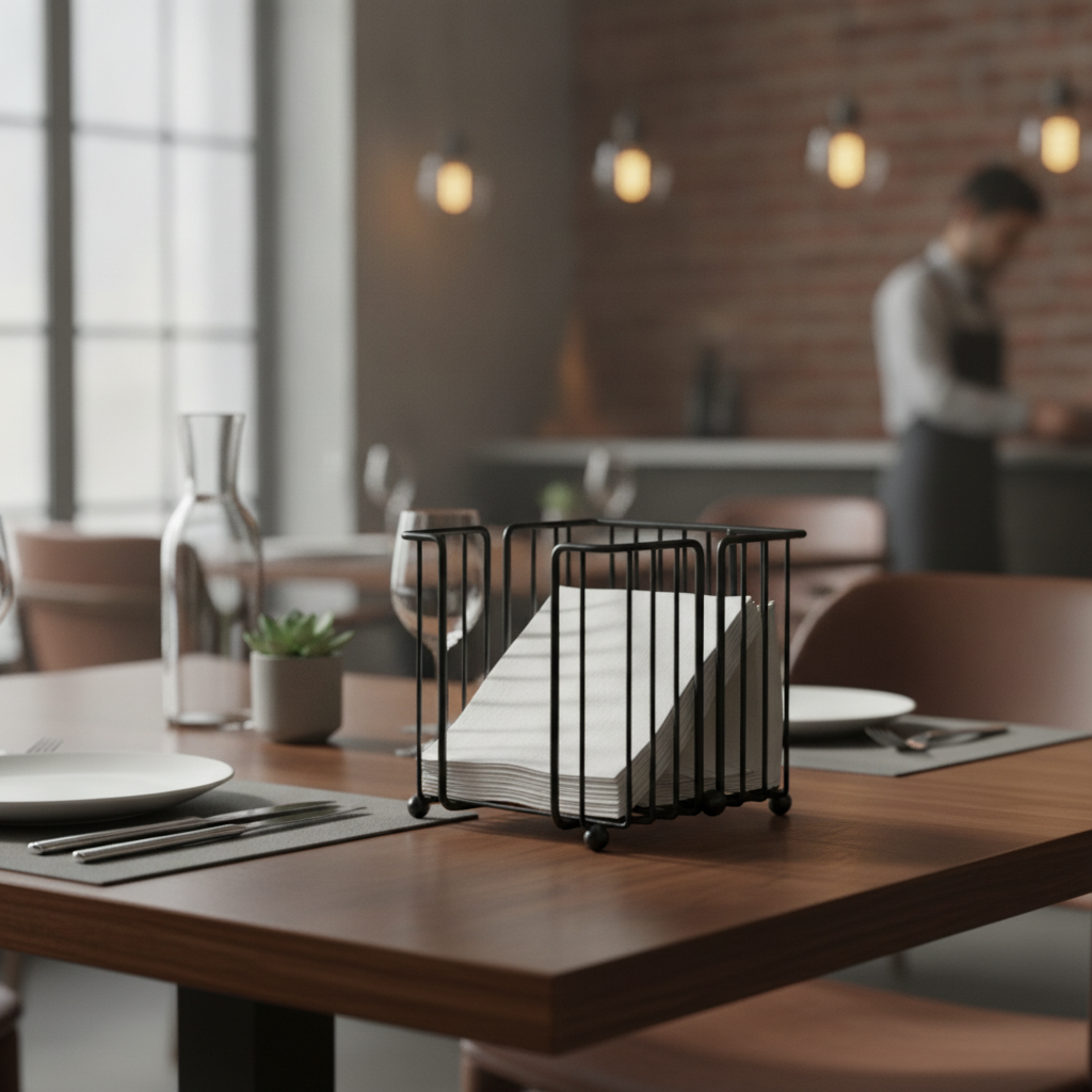 Metal Napkin Holder Black 190x180mm for Stylish Dining Spaces