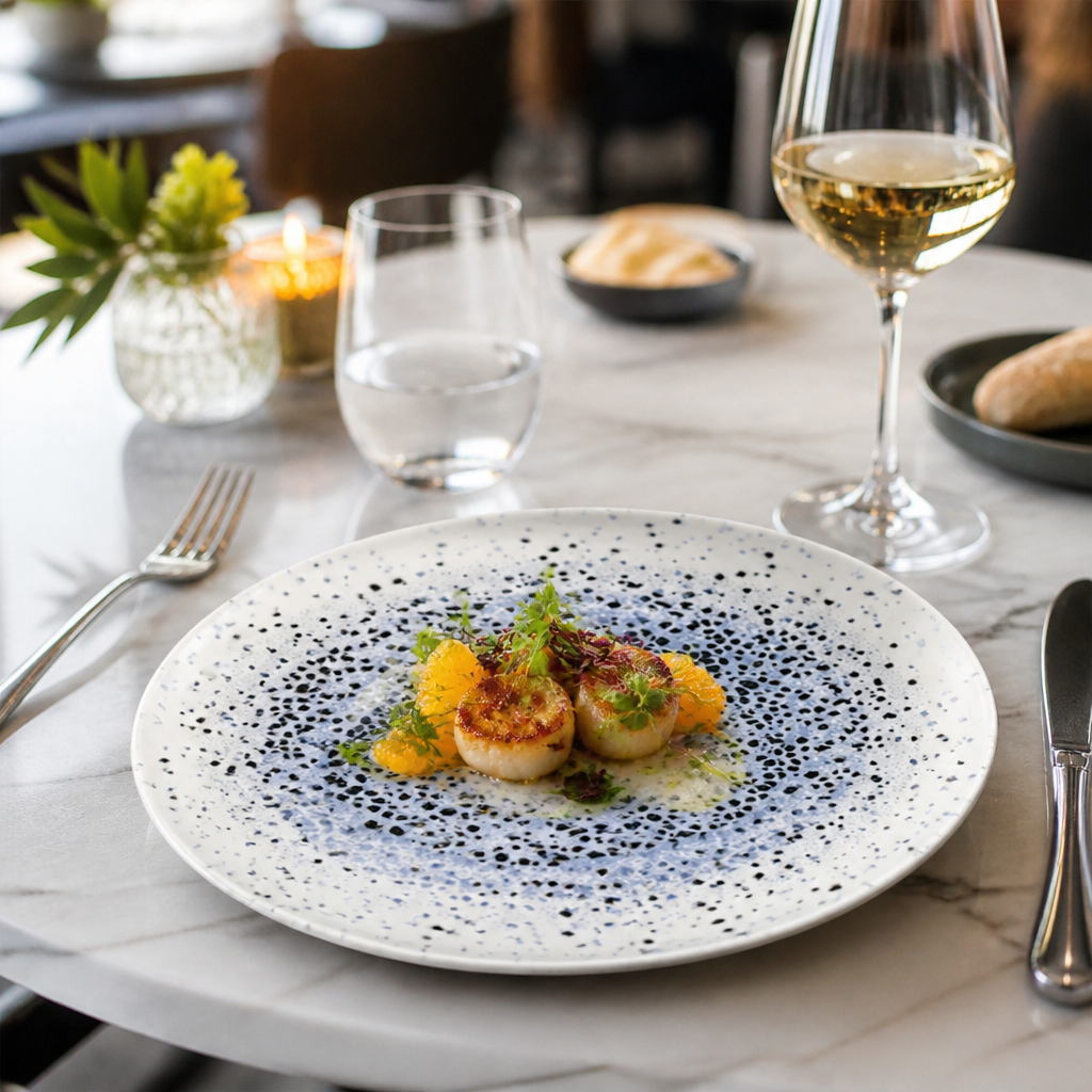 Centre Organic Round Plates 210mm Blue Vitrified Ceramic for Dining Experiences (Pack of 12)
