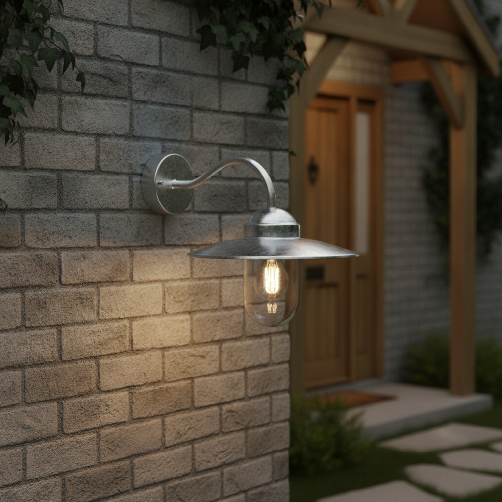 Galvanised Steel Outdoor Wall Light for Patios & Entrances
