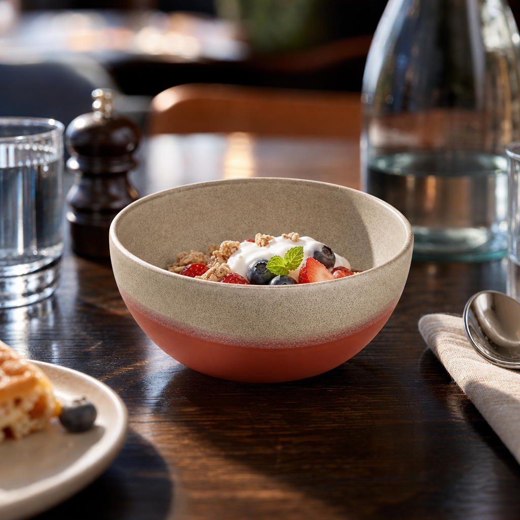 Coral Stoneware Bowls 130mm for Serving Breakfast & Desserts
