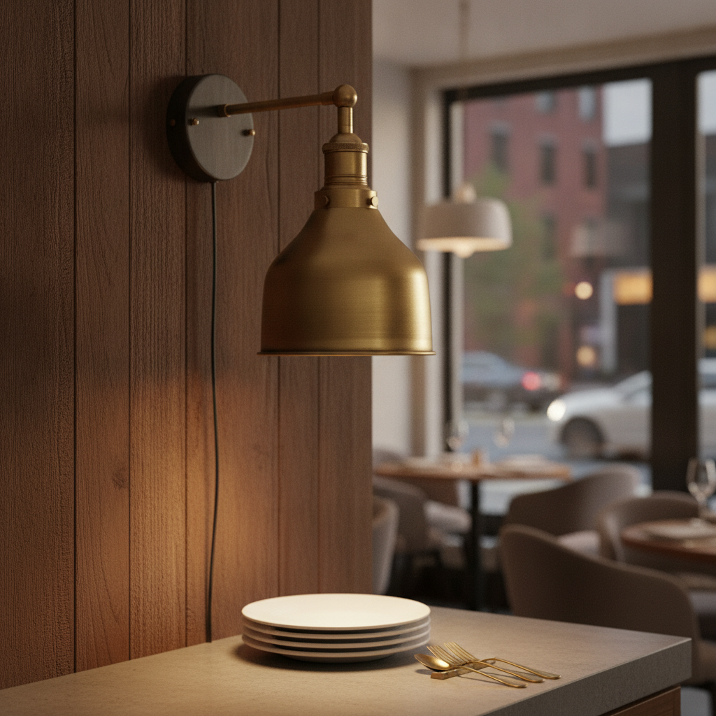 Brass Brooklyn Cone Wall Light 330mm for Restaurants & Cafés