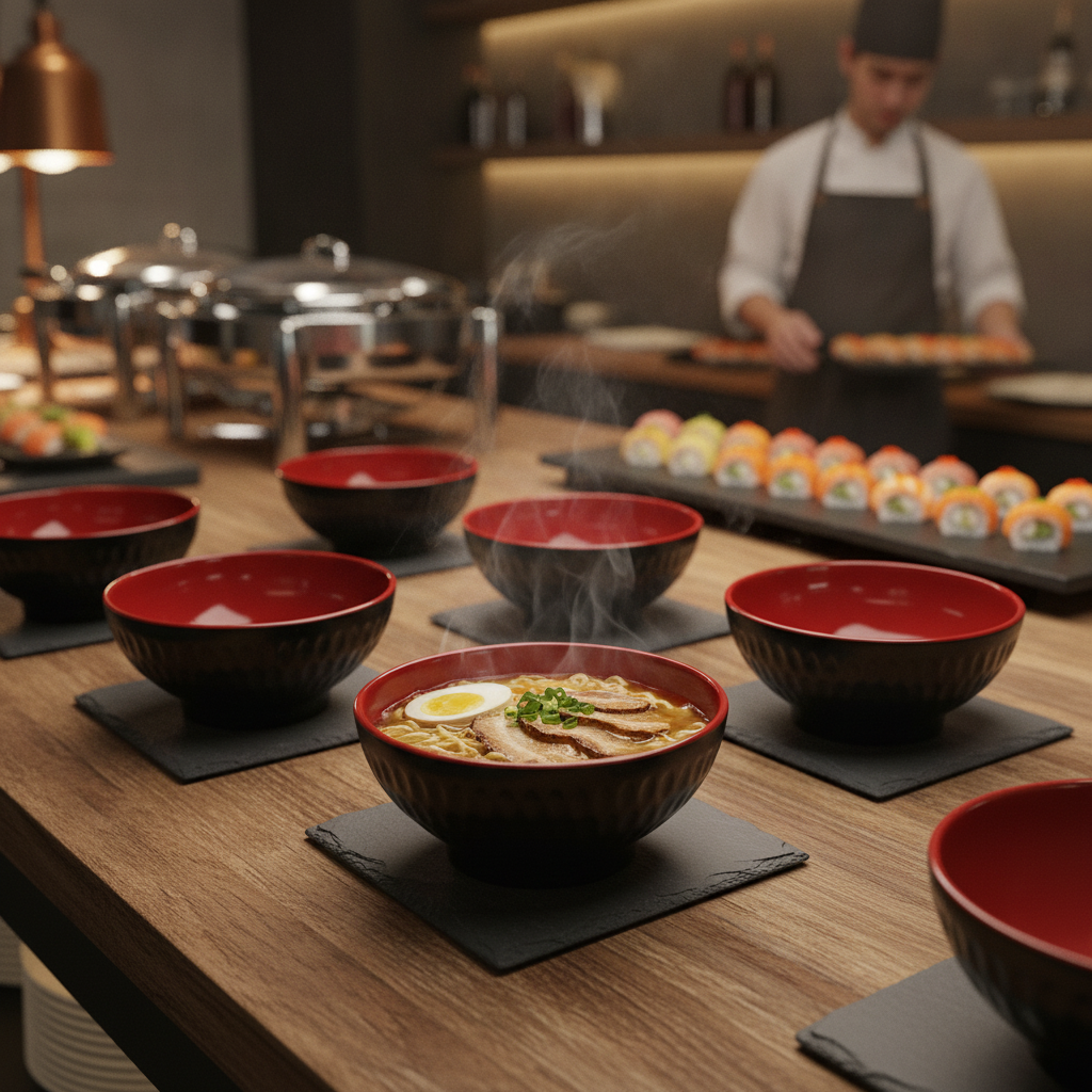 Red Melamine Bowl 95mm for Asian Buffets