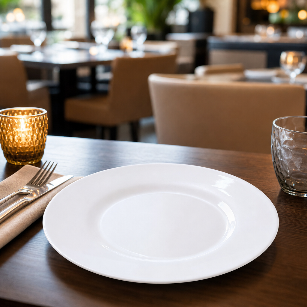 Plates 205mm White Glass for Restaurants & Catering (Pack of 24)