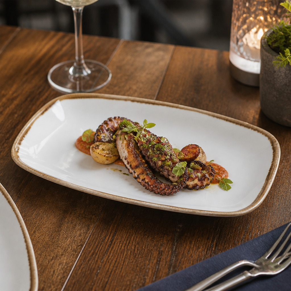 Oblong Chefs Plates Natural Porcelain for Farm-to-Table Dining (Pack of 12)