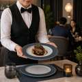 Footed Plates 260mm Vitrified Porcelain for Dining Service (Pack of 12)