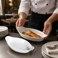 Oval Eared Dishes 204mm Porcelain for Elegant Dining (Pack of 6)