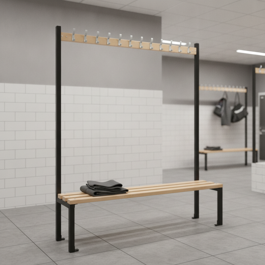 Powder Coated Steel Single-Sided Island Seating for Changing Rooms