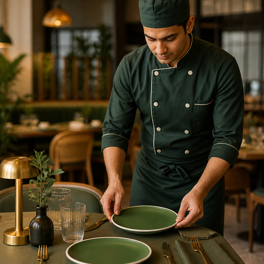 Forest Plates 265mm Green Vitrified Porcelain for Dining Rooms (Pack of 6)